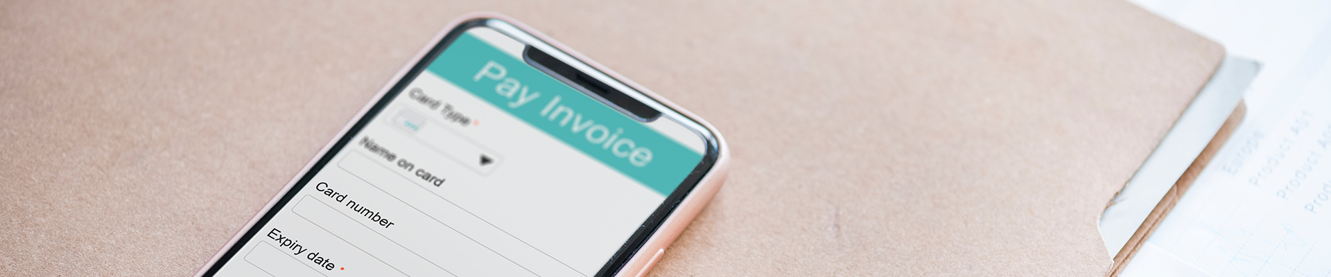 Pay Invoice Software displayed on a phone screen