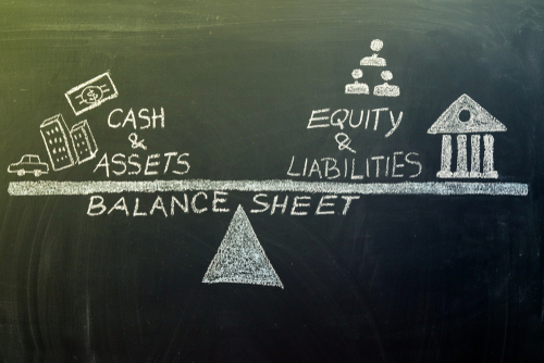 The concept of balance sheet written on a blackboard