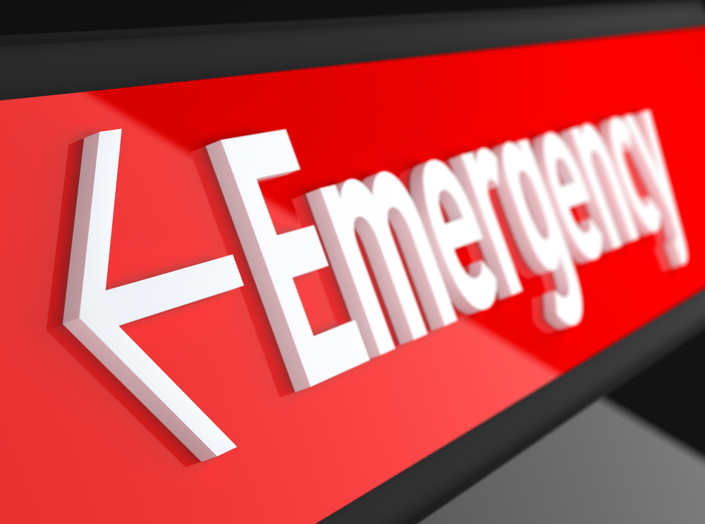 Emergency logo in white and red